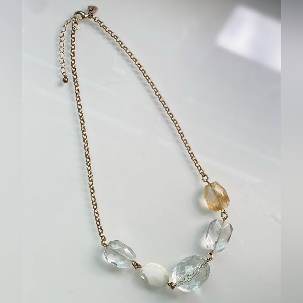 90s VTG American Eagle Faceted Acrylic Gold Tone Statement Necklace